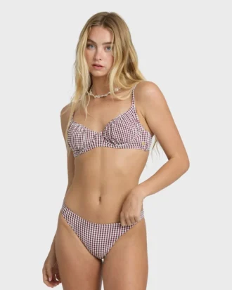 Calcinha de biquíni média Mini Wave Check Tropic