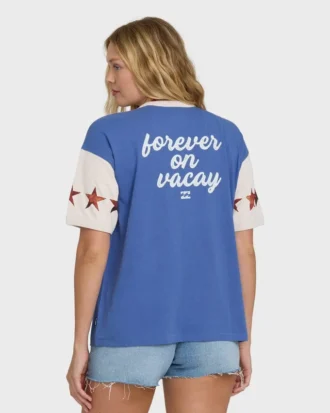 Camiseta de malha de manga curta com gola em contraste Tropics Co