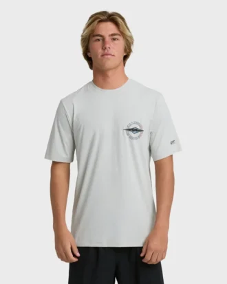 Camiseta de surf de manga curta e corte solto com padrão de diamantes ocos