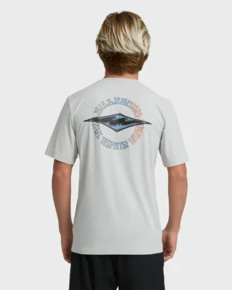 Camiseta de surf de manga curta e corte solto com padrão de diamantes ocos