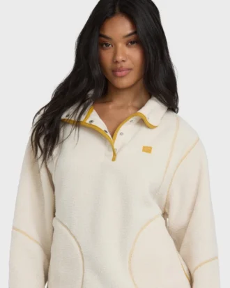 Camisola de velo Sherpa com meia carcela e fita decorativa