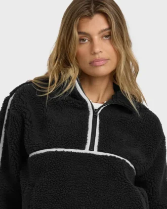 Camisola Sherpa com Meio Fecho