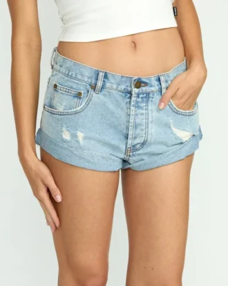 Shorts de ganga de cintura baixa