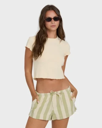 Shorts de tecido tingido com fio Low Tide