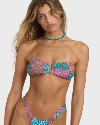 Top de biquíni bandeau em V Patch It up