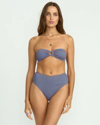 Top de biquíni bandeau Rio com riscas altas de verão