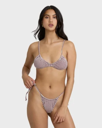 Top de biquíni bralette Teagan com padrão Mini Wave Check